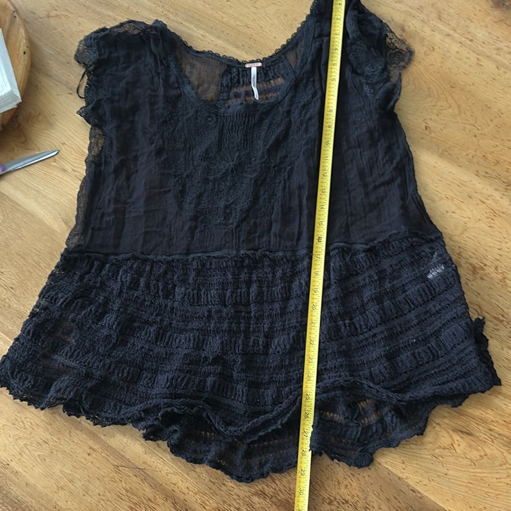 Free People oversized diaphanous black lace and net top - Picture 9 of 11